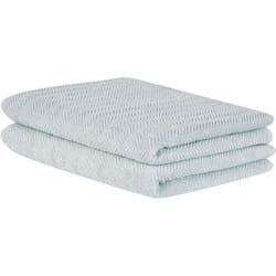 Beliani - Lot de 2 Serviettes de Bain Luxe en Coton Doux Motif Chevron Vert Menthe Mitiaro