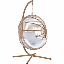 Chaise œuf. Créez une véritable zone de relaxation avec ce fauteuil suspendu. Fabriqué à partir de rotin PE et d'un support m ...