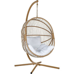 Beliani - Fauteuil Suspendu en Polyrotin Beige avec Support en Métal Intérieur Extérieur Acri