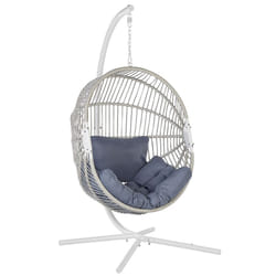 Beliani - Fauteuil Suspendu en Polyrotin Blanc avec Support en Métal Intérieur Extérieur Acri