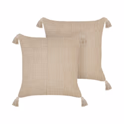 Lot de 2 coussins décoratifs en coton 45 x 45 cm beige ARALIA