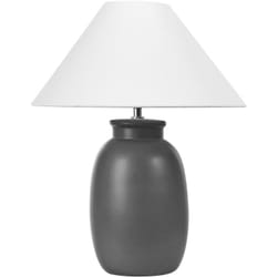 Beliani - Lampe de Table en Céramique Noire avec Abat-Jour en Lin et Coton Forme Cône Patillas