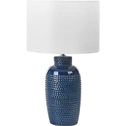 Beliani - Lampe de Table en Céramique Bleu Marine avec Abat-Jour en Forme de Tambour Perlis