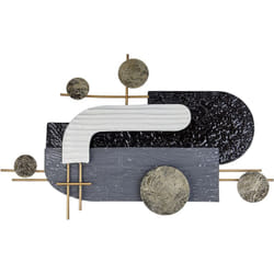 Beliani - Décoration Murale Moderne à Suspendre Abstrait Noir et Doré Pièce d'Accent Lutetium