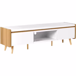 Meuble de télévision au design scandinave. Ce meuble TV doté d'un grand espace de rangement vous aidera à garder une pièce pa ...