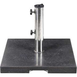 Pied de Parasol Carré Moderne 45 x 45 cm en Granit Noir et Acier Inox Ceggia