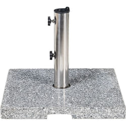 Pied de Parasol Carré Moderne 45 x 45 cm en Granit Gris et Acier Inox Ceggia