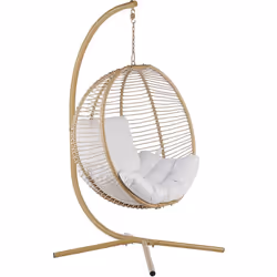 DESCRIPTION GÉNÉRALE Fauteuil œuf avec mouvement de balancier, offrant un endroit confortable pour se détendre. Fabriqué en m ...