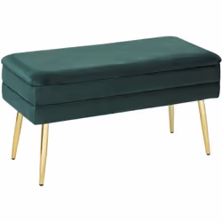 Banquette avec rangement. Renouvelez votre espace de vie avec ce banc de rangement. Son revêtement en velours de couleur vert ...