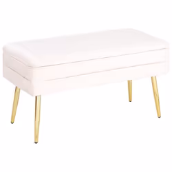 Bout de lit en velours blanc avec coffre DURHAM