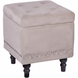 Petit tabouret avec coffre en velours. Ce repose-pieds de style classique ajoute une touche supplémentaire pour tous les inté ...
