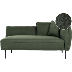 Beliani - Méridienne Angle Droit avec Coussins en Polyester Bouclé Vert Foncé Chevannes