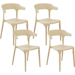 Beliani - Chaises de Salle à Manger Beige en Plastique Empilables à Petits Accoudoirs Gubbio
