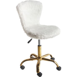 Beliani - Chaise de Bureau en Fausse Fourrure Élégante et Pivotante Réglable en Hauteur Blanche Margate