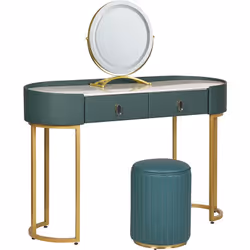 Mobilier beauté. Cette table console unique avec miroir LED est un véritable accroche-regard qui ne manquera pas d'embellir l ...