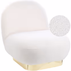 Fauteuil glamour à base dorée. Ce fauteuil moderne séduit par son design. Il présente une forme ronde et une base carrée et d ...