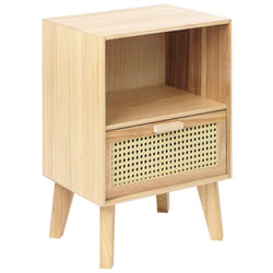 Beliani - Table de Nuit Bois Clair en Rotin et Bois de Paulownia 55 x 40 x 30 cm Rustique Seney