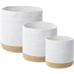Beliani - Lot de 3 Paniers de Rangement pour Linge Boho en Jute Blanc et Beige Pratique Basima