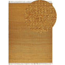 Tapis Boho Tissé Main avec Glands 160 x 230 cm en Jute Jaune Moutarde Lunia