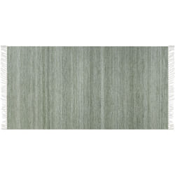 Tapis Vert Clair en Matière Synthétique 80 x 150 cm Fait Main avec Franges Malhia