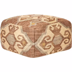 Pouf carré avec motif géométrique tissé. Donnez un caractère oriental à votre intérieur grâce à cet accessoire d'aspect tradi ...