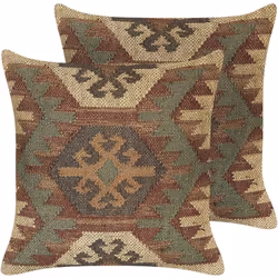Set de 2 coussins avec motif géométrique fait main. Complétez votre décoration intérieure avec ce set de coussins original. V ...