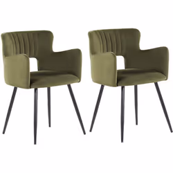 Set de 2 chaises rétro en velours avec pieds en acier. Rendez votre salon ou votre cuisine encore plus élégante et accueillan ...