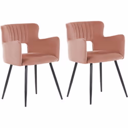 Set de 2 chaises rétro en velours avec pieds en acier. Rendez votre salon ou votre cuisine encore plus élégante et accueillan ...
