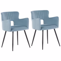 Lot de 2 chaises de salle à manger en velours bleu clair SANILAC