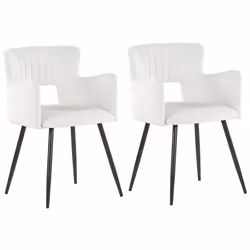 Lot de 2 chaises de salle à manger en velours blanc crème SANILAC