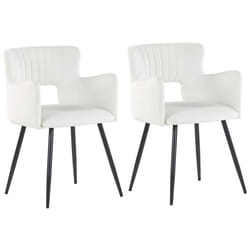 Lot de 2 chaises de salle à manger en velours blanc crème SANILAC