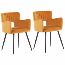 Lot de 2 chaises de salle à manger en velours orange SANILAC