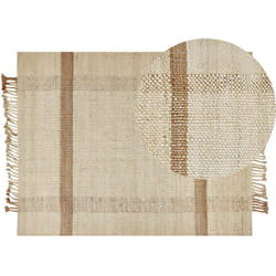 Tapis Boho Tissé à la Main avec Glands 140 x 200 cm en Jute Beige Yelmez