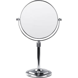 Miroir de Maquillage Double Face Verre Grossissant ø 20 cm Métal Argenté Averyon