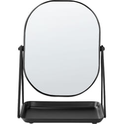 Miroir de Maquillage Verre Double Face 20 x 22 cm en Métal Noir Correze