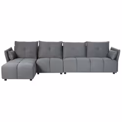 Canapé angle côté droit 4 places en tissu gris foncé TOMRA