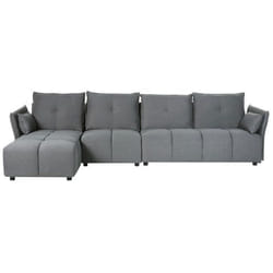 Canapé angle côté droit 4 places en tissu gris foncé TOMRA