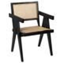 Chaise en bois dacajou et rotin tressé clair et noir WESTBROOK