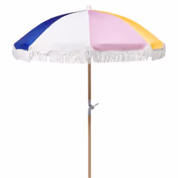 Parasol de Jardin Rétro ⌀ 150 cm Mât en Bois et Tissu Multicolore Mondello
