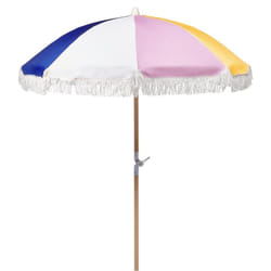 Parasol de Jardin Rétro ⌀ 150 cm Mât en Bois et Tissu Multicolore Mondello