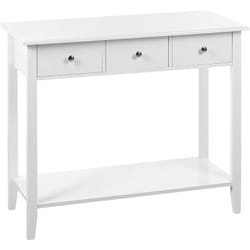 Console Blanche en mdf et Bois de Pin à 3 Tiroirs Moderne Bureau Minimaliste Galva
