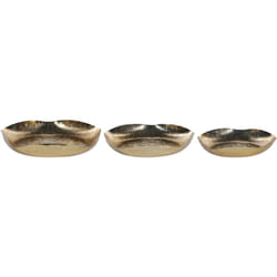 Lot de 3 Plateaux Décoratifs Dorés en Fer Martelé Différentes Tailles Chic Ujung