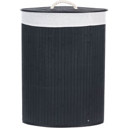 Panier Noir en Bambou 60 cm avec Couvercle Forme Triangle Corbeille à Linge Matara