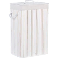 Beliani - Panier Blanc en Bambou 60 cm avec Couvercle Forme Rectangle Corbeille à Linge Komari