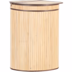 Corbeille à linge ronde avec couvercle et deux compartiments. Ce panier en bambou spacieux vous aidera à organiser votre sall ...