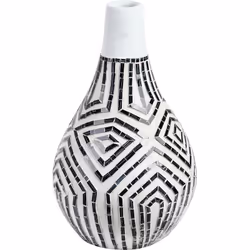 Récipient en terre cuite. La combinaison classique de noir et de blanc confère à ce vase un aspect intemporel. Il est fabriqu ...