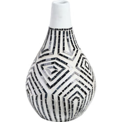 Beliani - Vase Décoratif Blanc et Noir en Terre Cuite 50 cm Fait Main Fleurs Fausses Ombilin