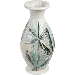 Vase Décoratif Blanc-Cassé en Terre Cuite 53 cm Fait Main Fleurs Artificielles Rawas