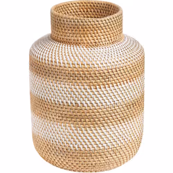 Vase déco style naturel. Créez une atmosphère de paix et d'harmonie dans votre maison avec ce magnifique vase en rotin à l'al ...