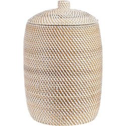 Beliani - Panier Teinte Naturelle en Rotin ⌀ 30 cm avec Couvercle et Poignée Fini Laqué Gadis
